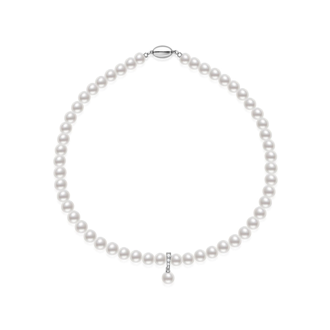 Elegent White Freshwater Pearl Necklace WN00758 - PEARLY LUSTRE
