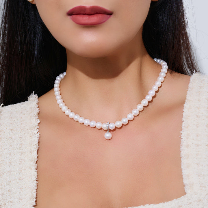Elegent White Freshwater Pearl Necklace WN00758 - PEARLY LUSTRE