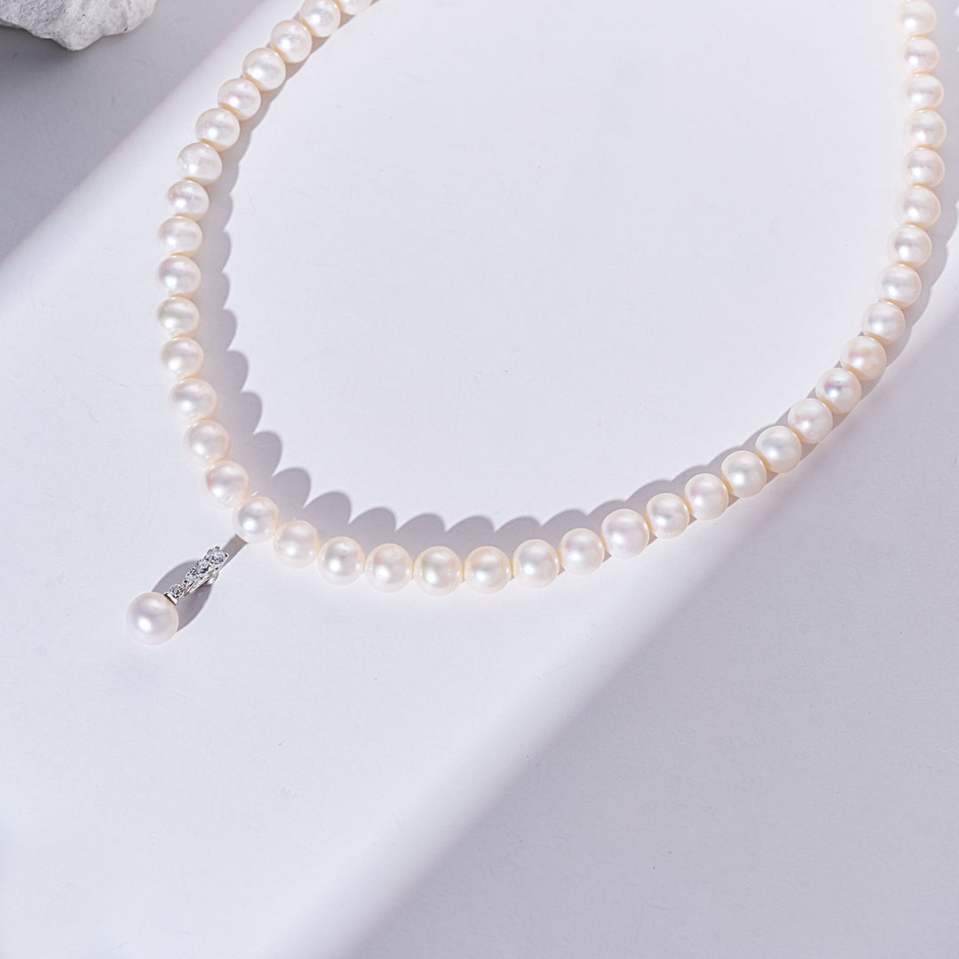 Elegent White Freshwater Pearl Necklace WN00758 - PEARLY LUSTRE
