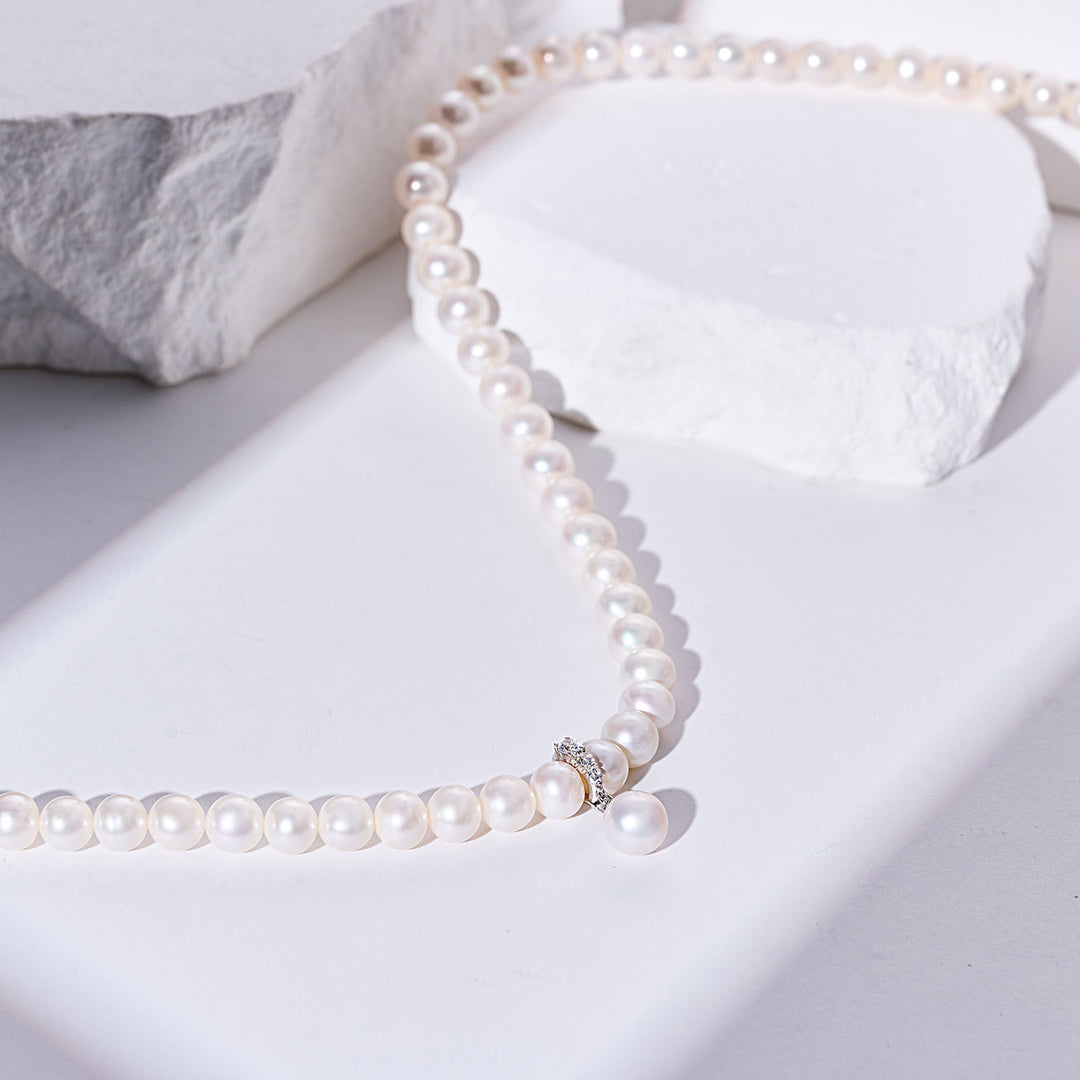 Elegent White Freshwater Pearl Necklace WN00758 - PEARLY LUSTRE