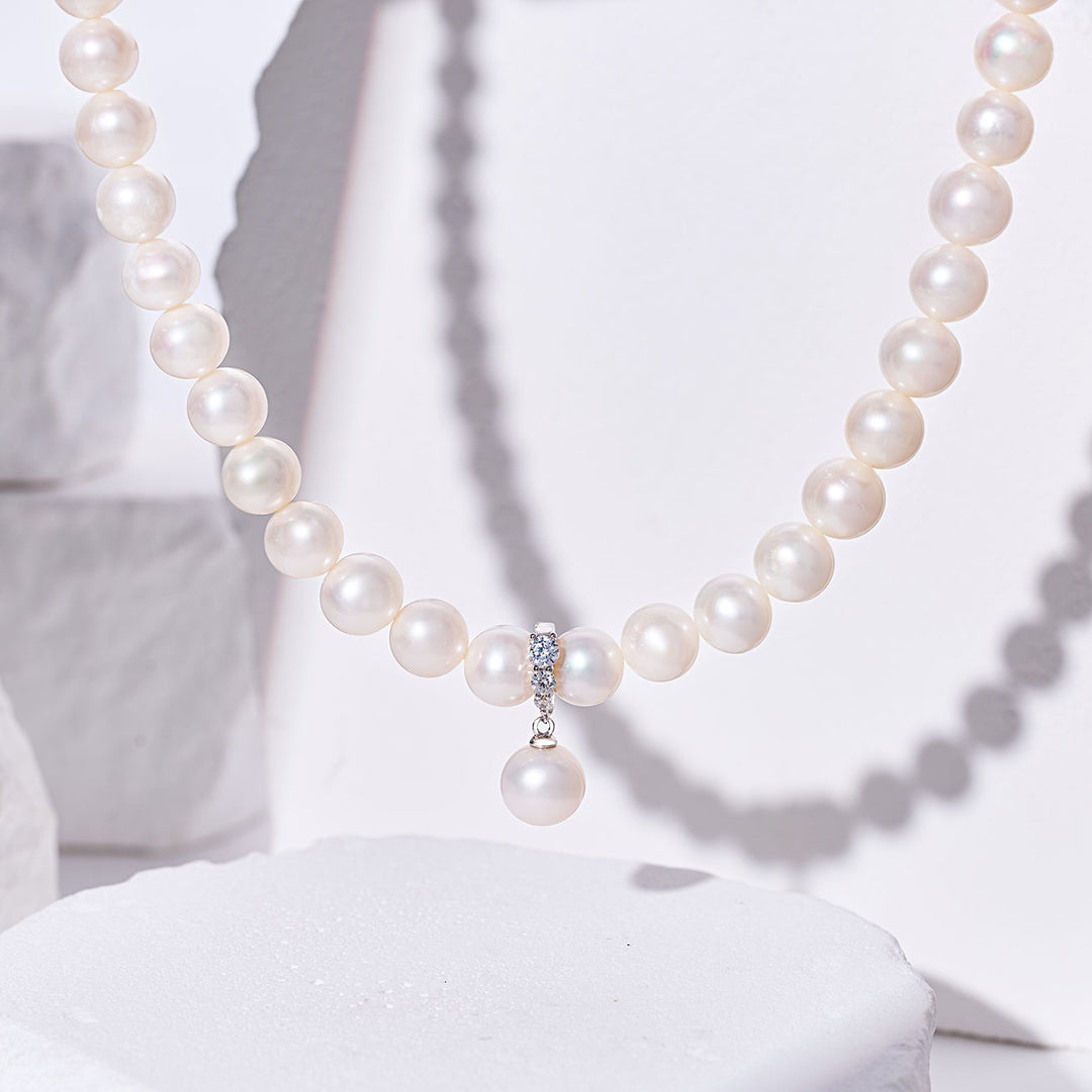 Elegent White Freshwater Pearl Necklace WN00758 - PEARLY LUSTRE