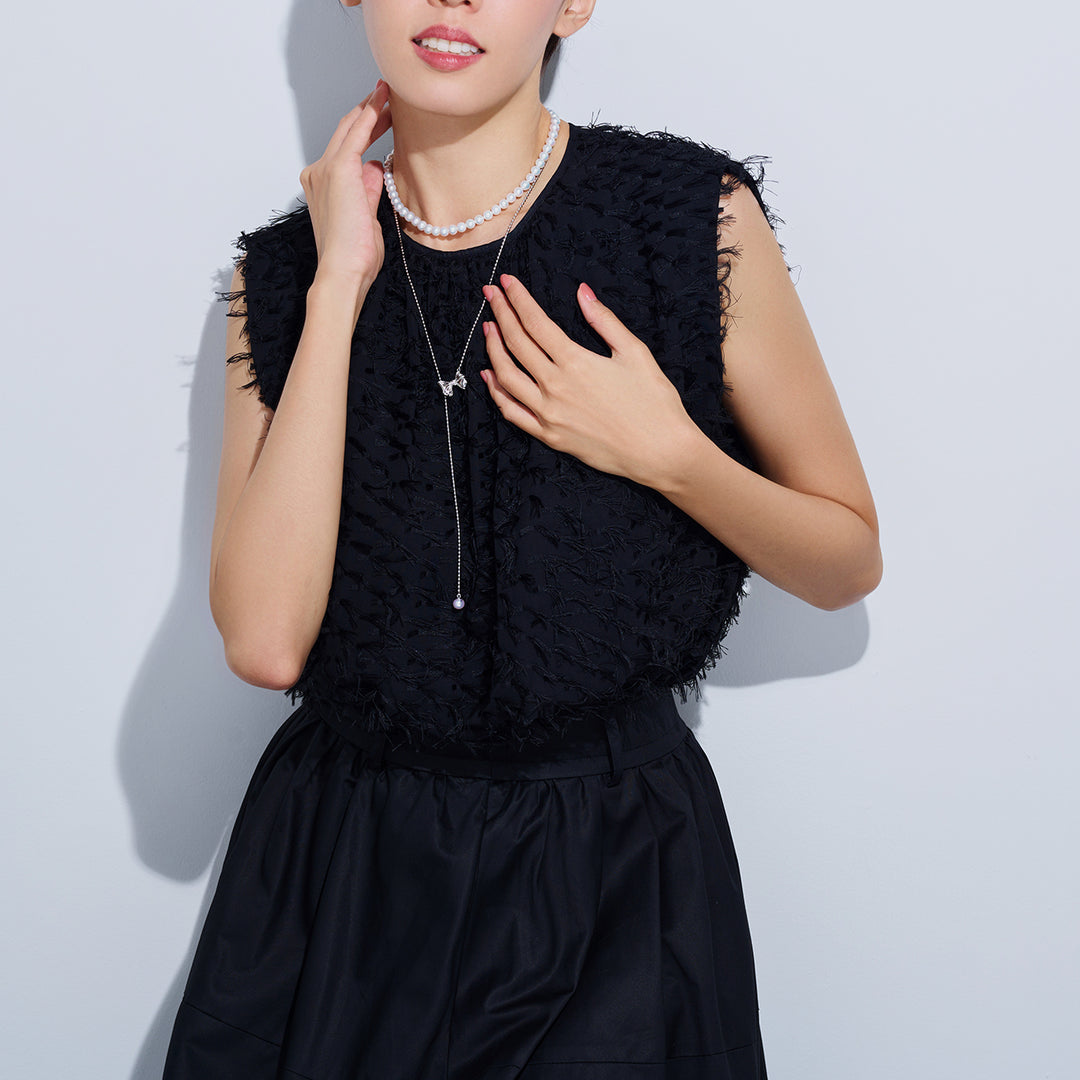 Freshwater Pearl Necklace WN00768 | RIBBON - PEARLY LUSTRE