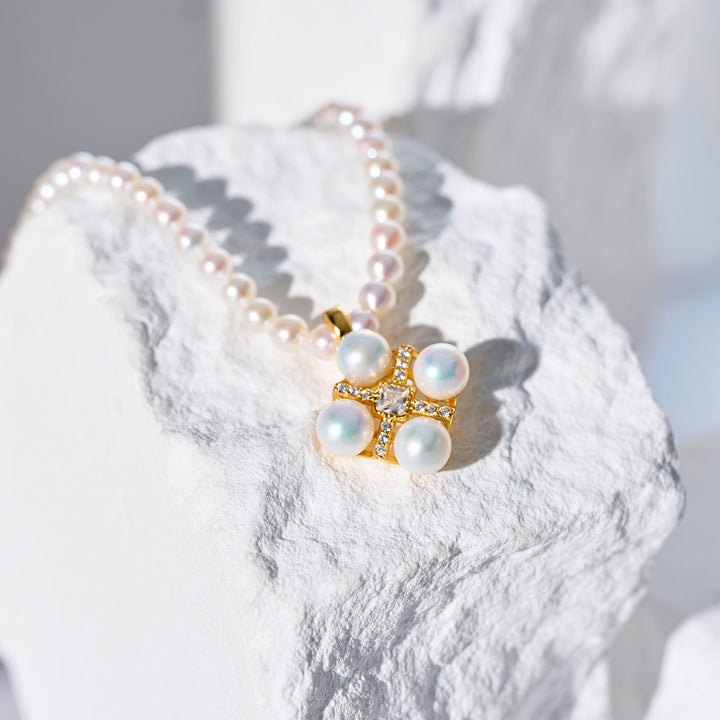 최고 광택 흰색 담수 진주 목걸이 WN00770 | PERANAKAN