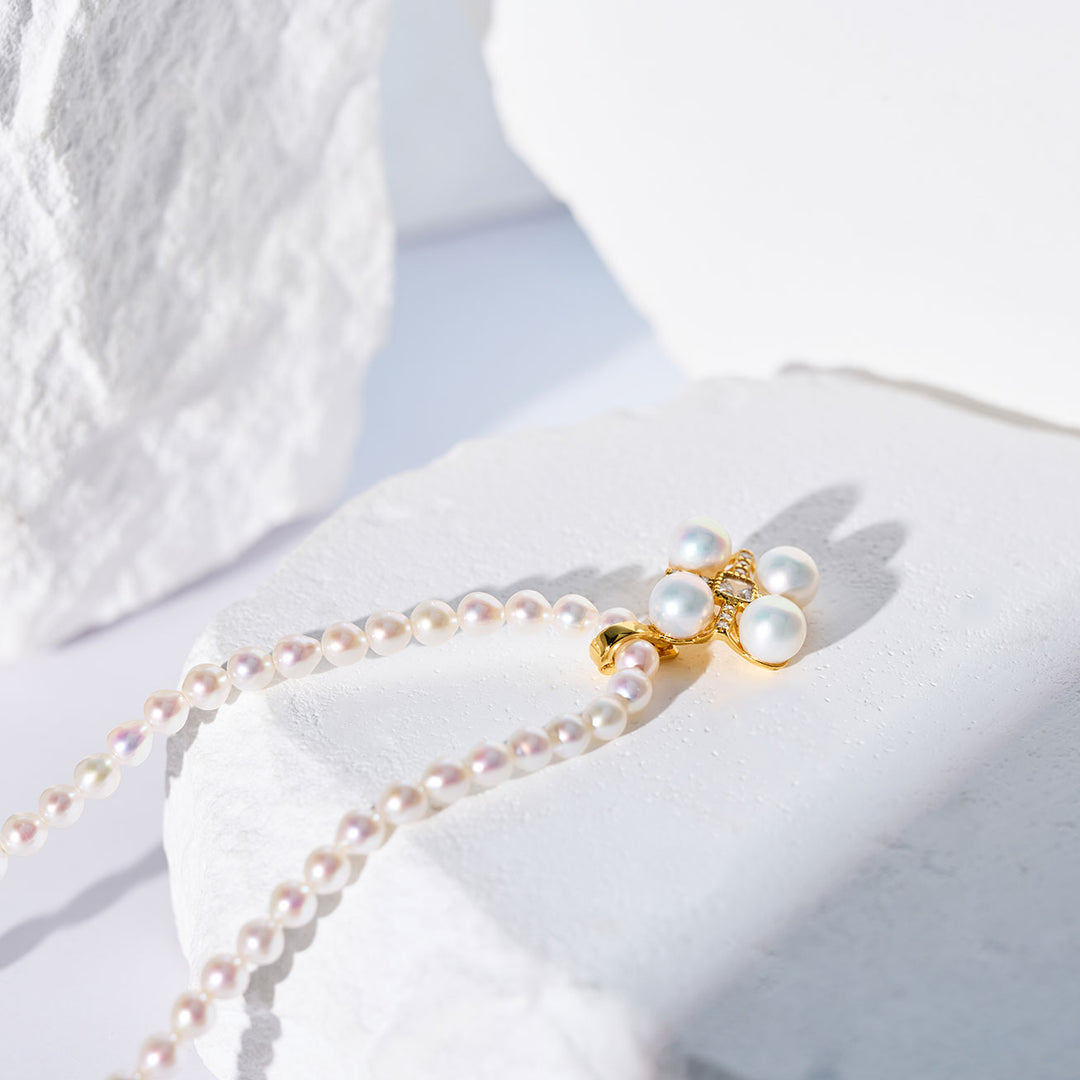 최고 광택 흰색 담수 진주 목걸이 WN00770 | PERANAKAN