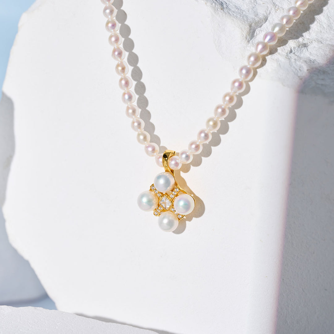 최고 광택 흰색 담수 진주 목걸이 WN00770 | PERANAKAN