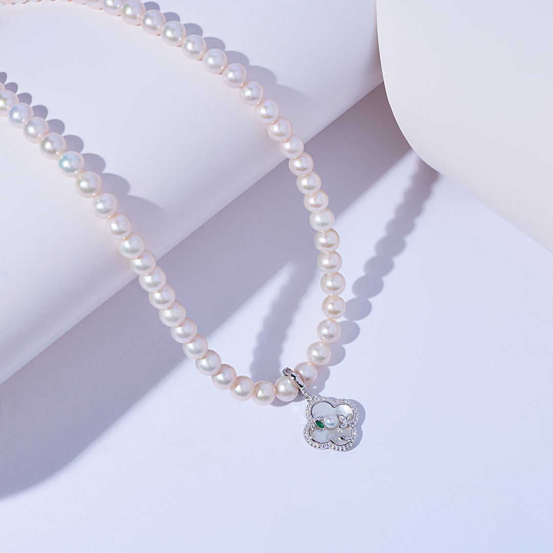 Top Lustre White Freshwater Pearl Necklace WN00776 | PERANAKAN