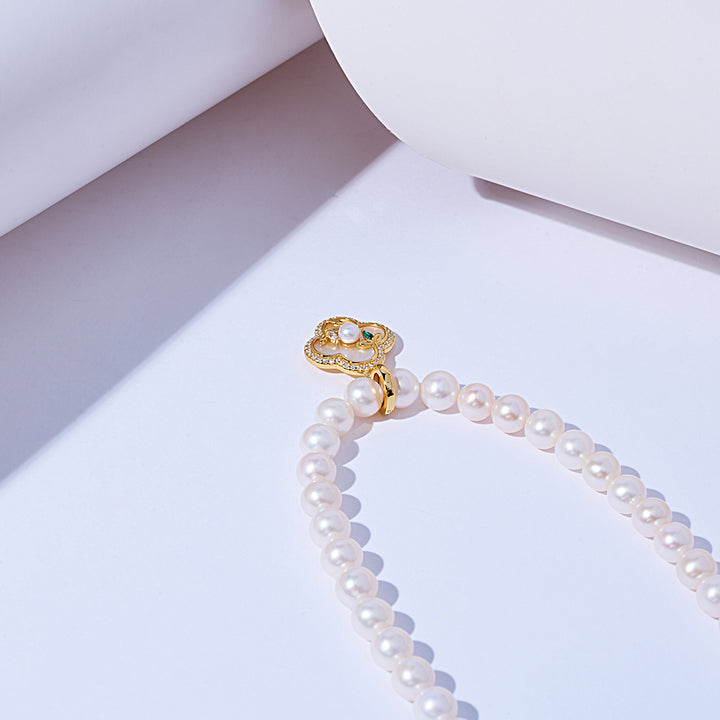 Top Lustre White Freshwater Pearl Necklace WN00783 | PERANAKAN