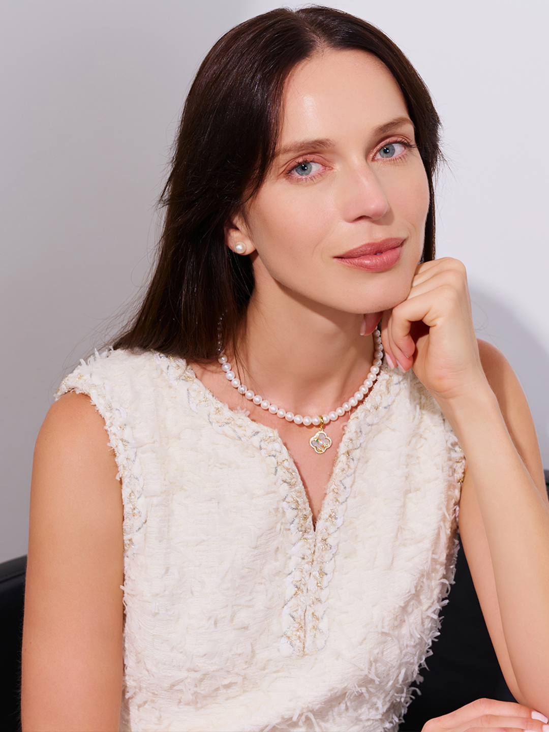 Top Lustre White Freshwater Pearl Necklace WN00783 | PERANAKAN