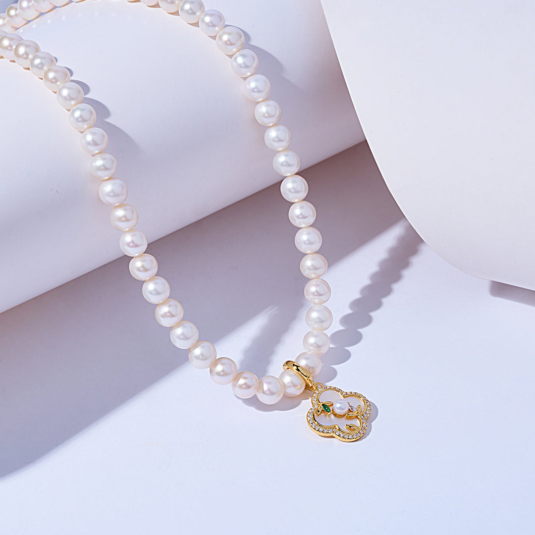 Top Lustre White Freshwater Pearl Necklace WN00783 | PERANAKAN