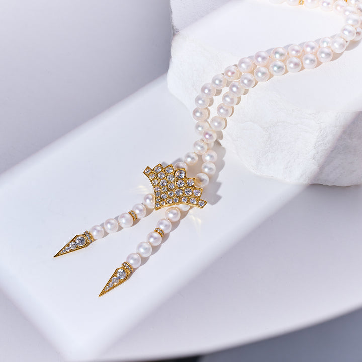 Freshwater Pearl Necklace WN00796 | WATERFALL - PEARLY LUSTRE