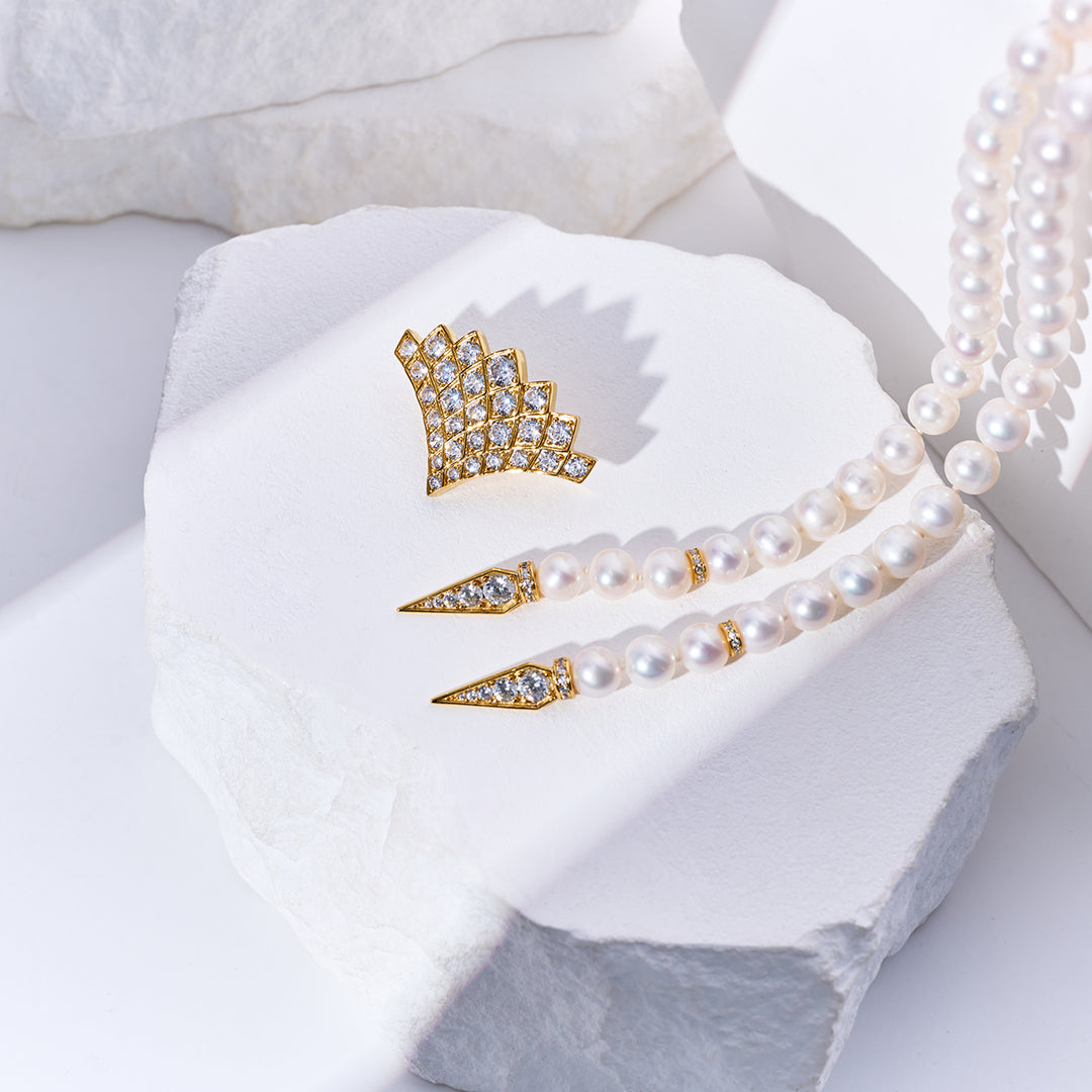 Freshwater Pearl Necklace WN00796 | WATERFALL - PEARLY LUSTRE