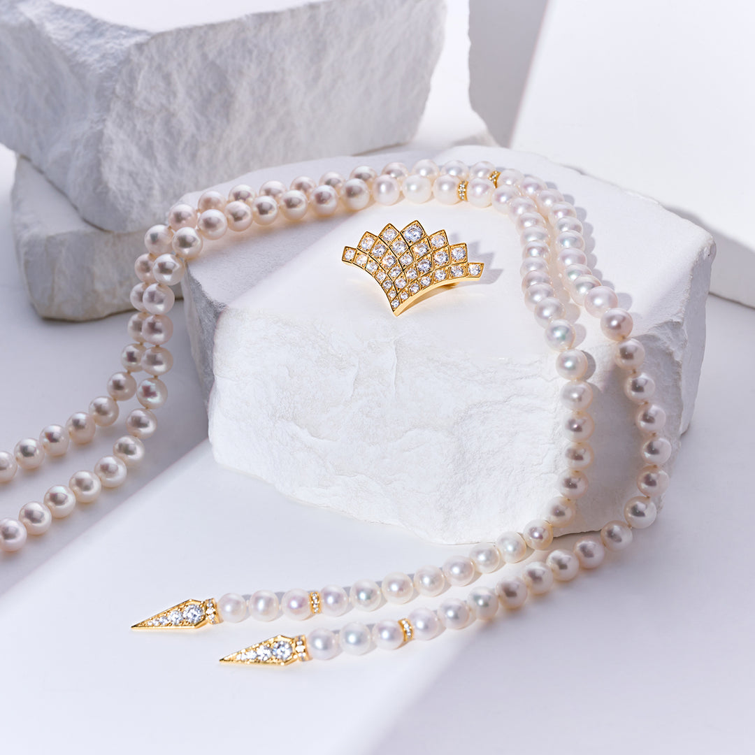 Freshwater Pearl Necklace WN00796 | WATERFALL - PEARLY LUSTRE