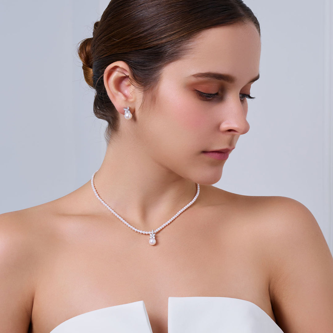 Rantai Leher Mutiara Air Tawar Kilauan Teratas WN00821 | EVERLEAF