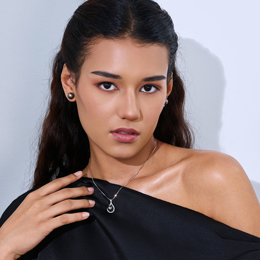 Rantai Leher Mutiara Tahiti Elegan WN00832