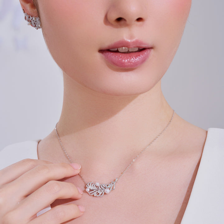 Collar de perlas de agua dulce de primera calidad WN00836 | FEATHER