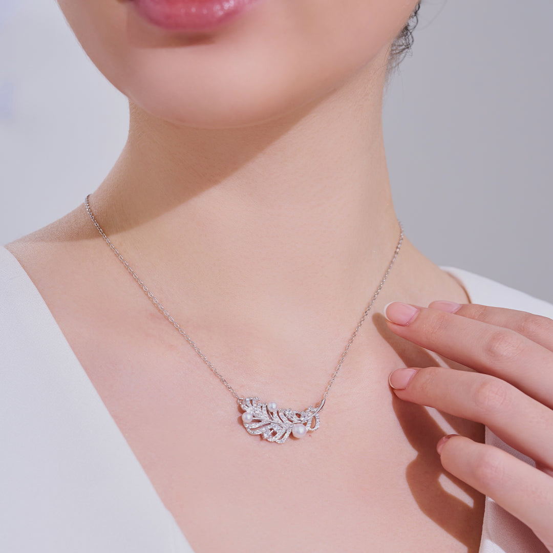 Collar de perlas de agua dulce de primera calidad WN00836 | FEATHER