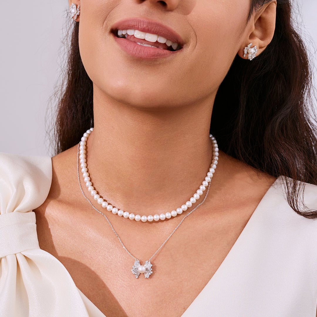 عقد لؤلؤ ماء عذب WN00843 | RIBBON