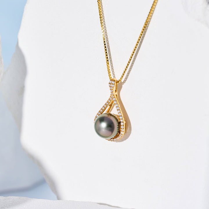 Rantai Leher Mutiara Tahiti Elegan WN00847