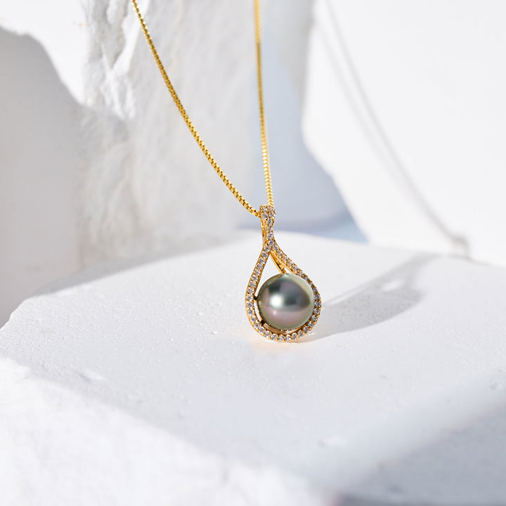 Rantai Leher Mutiara Tahiti Elegan WN00847