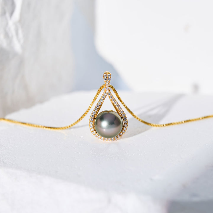 Rantai Leher Mutiara Tahiti Elegan WN00847