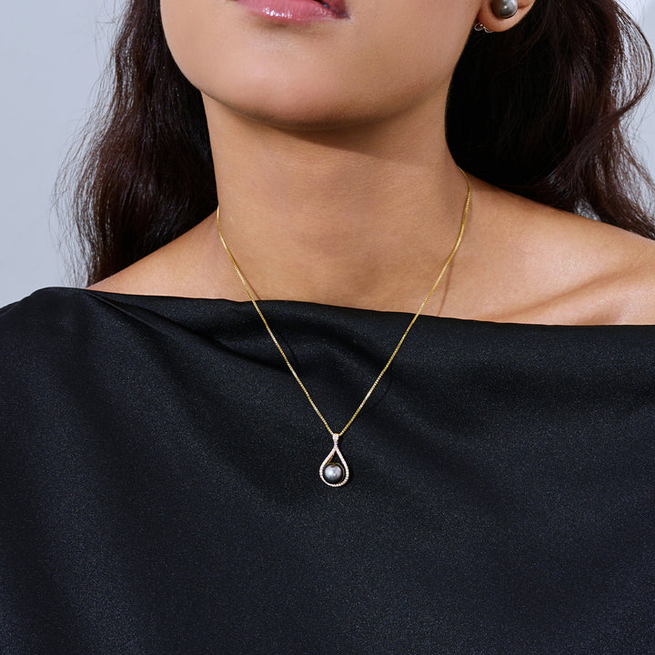 Rantai Leher Mutiara Tahiti Elegan WN00847