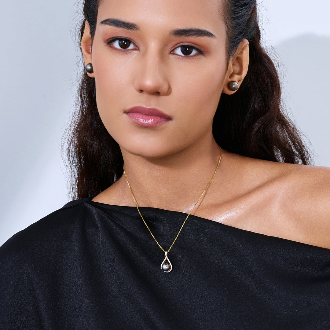 Rantai Leher Mutiara Tahiti Elegan WN00847