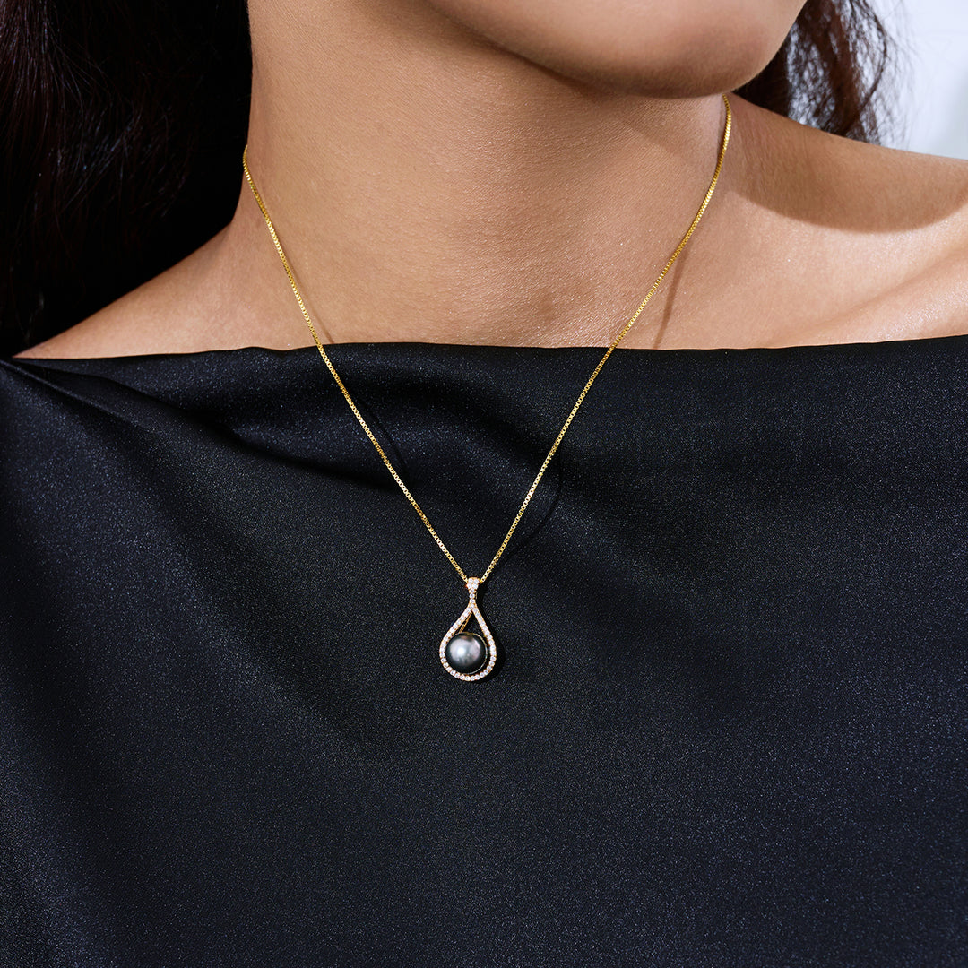 Rantai Leher Mutiara Tahiti Elegan WN00847