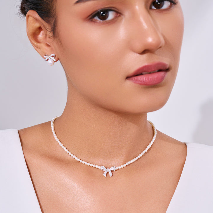 قلادة لؤلؤة مياه عذبة WN00849 | ريبون