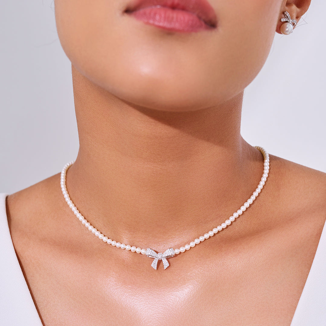 قلادة لؤلؤة مياه عذبة WN00849 | ريبون