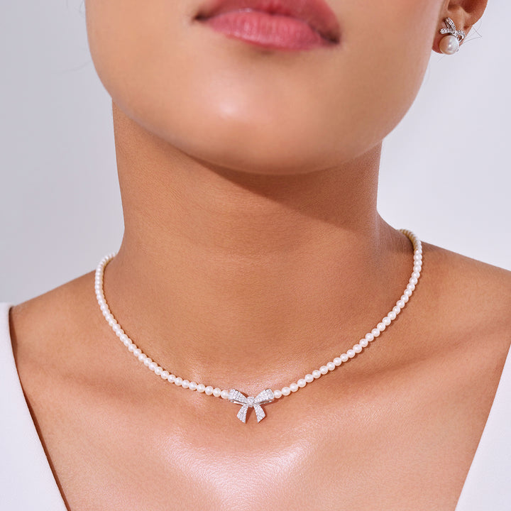 قلادة لؤلؤة مياه عذبة WN00849 | ريبون