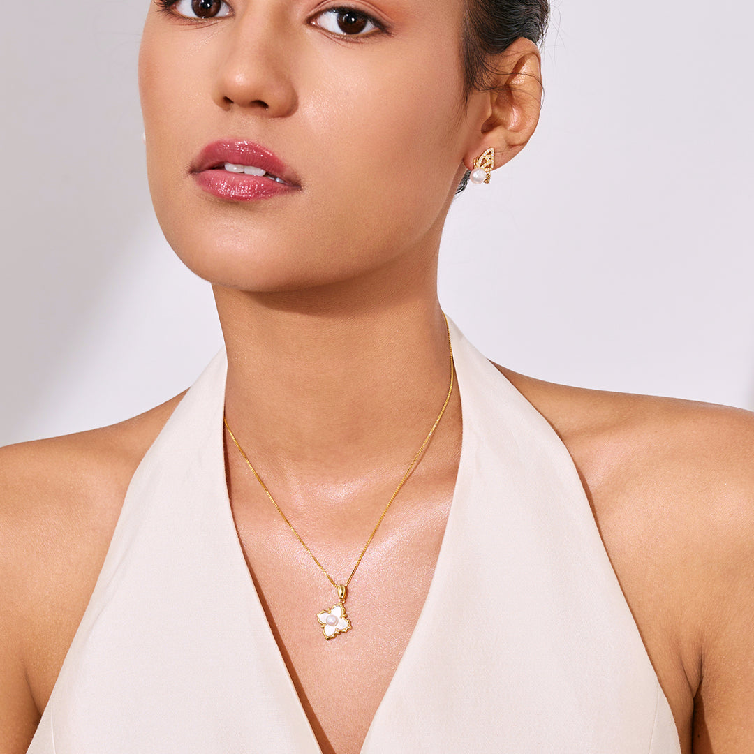 Rantai Leher Mutiara Air Tawar Elegan WN00850 | INDAH MOTHER OF PEARL