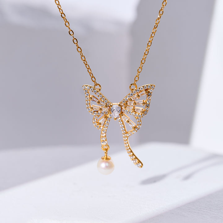 Rantai Leher Mutiara Air Tawar WN00854 | BUTTERFLY