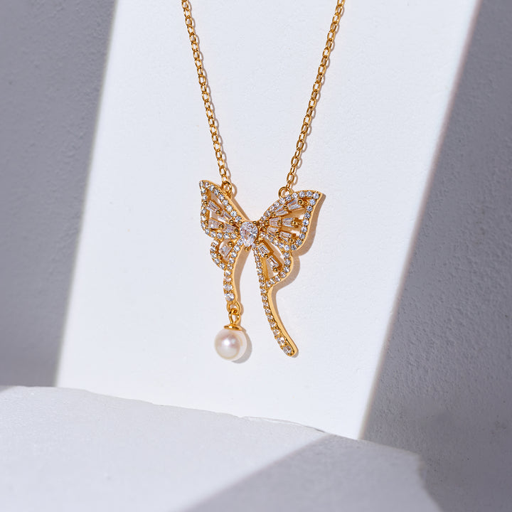 Rantai Leher Mutiara Air Tawar WN00854 | BUTTERFLY