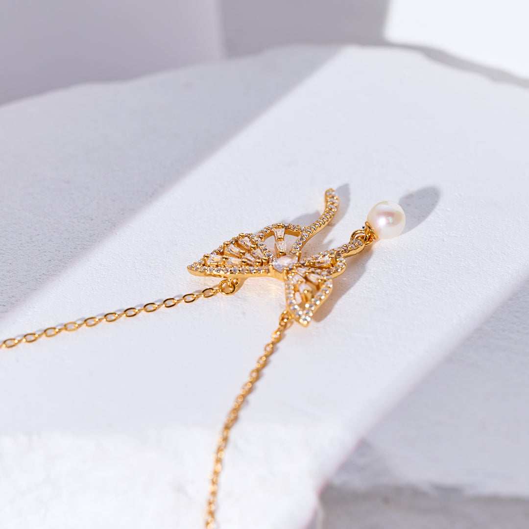 Rantai Leher Mutiara Air Tawar WN00854 | BUTTERFLY