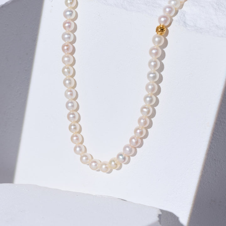 Rantai Leher Mutiara Air Tawar Top Lustre WN00862