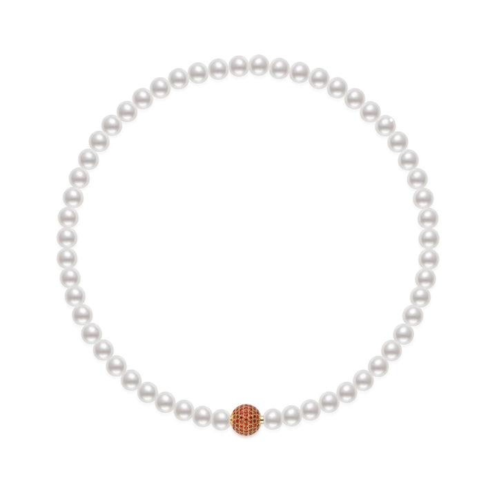 Rantai Leher Mutiara Air Tawar Lustre Teratas WN00869