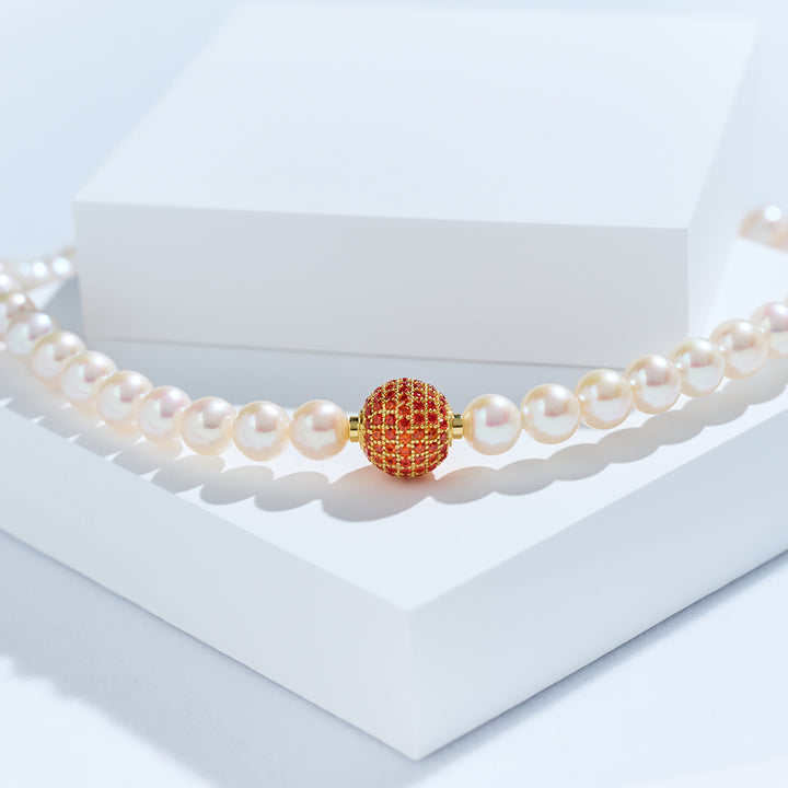 Rantai Leher Mutiara Air Tawar Lustre Teratas WN00869