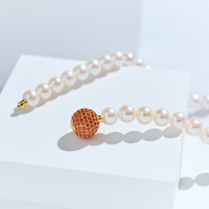 Rantai Leher Mutiara Air Tawar Lustre Teratas WN00869