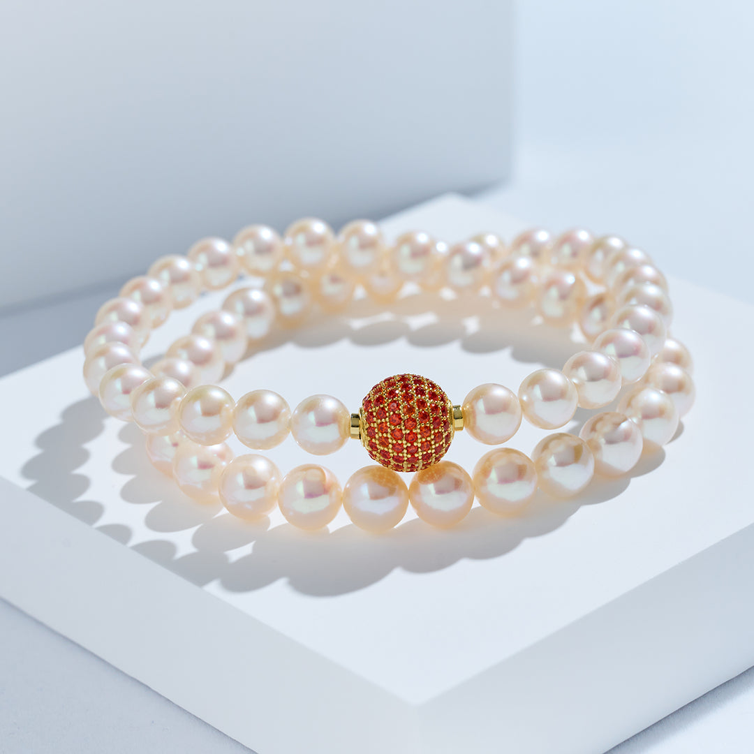 Rantai Leher Mutiara Air Tawar Lustre Teratas WN00869