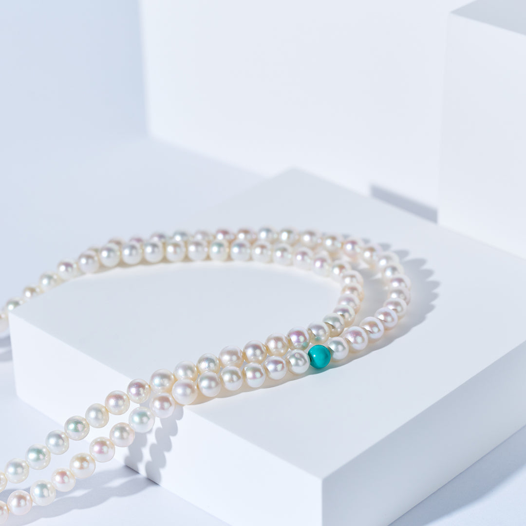 Collana di perle d'acqua dolce lunga 80 cm WN00870