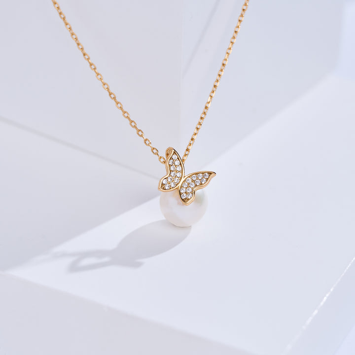 Top-Qualität Süßwasser-Perlenkette WN00882 | BUTTERFLY