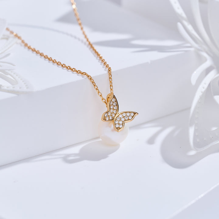 Top-Qualität Süßwasser-Perlenkette WN00882 | BUTTERFLY