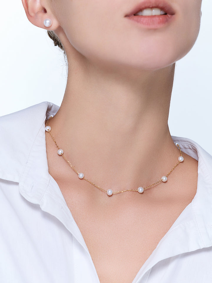 Collar de Perla de Agua Dulce de Brillo Superior WN00896 | RHYTHM