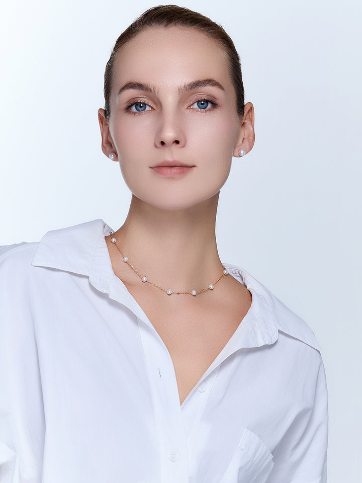 Collar de Perla de Agua Dulce de Brillo Superior WN00896 | RHYTHM