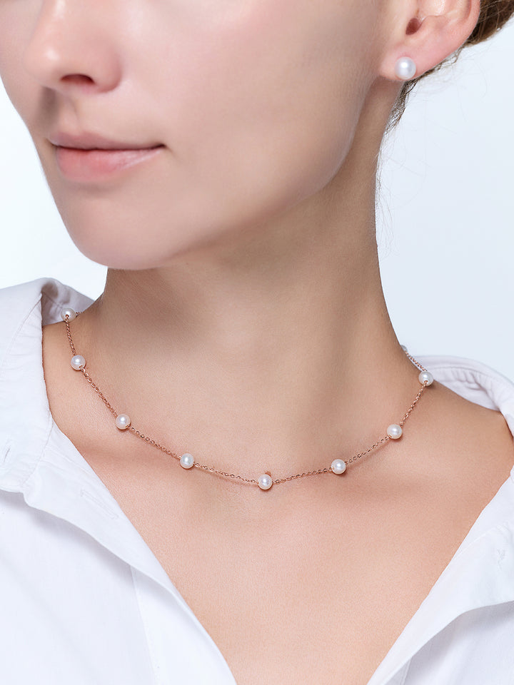 Collar de Perla de Agua Dulce de Brillo Superior WN00897 | RHYTHM
