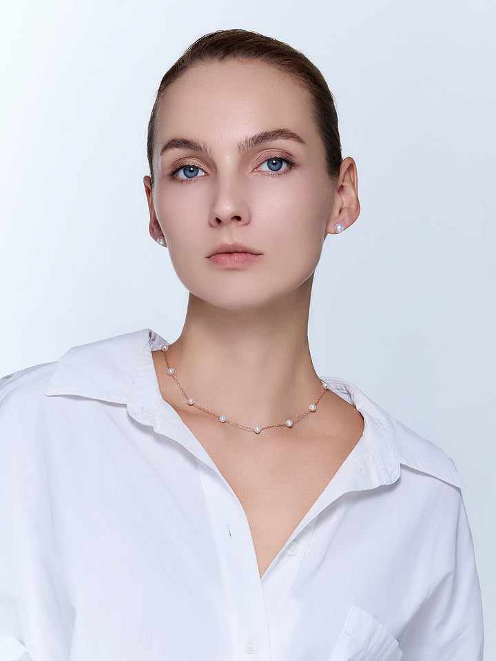 Collar de Perla de Agua Dulce de Brillo Superior WN00897 | RHYTHM