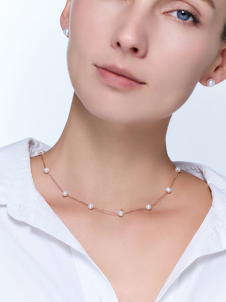 Collar de Perla de Agua Dulce de Brillo Superior WN00897 | RHYTHM