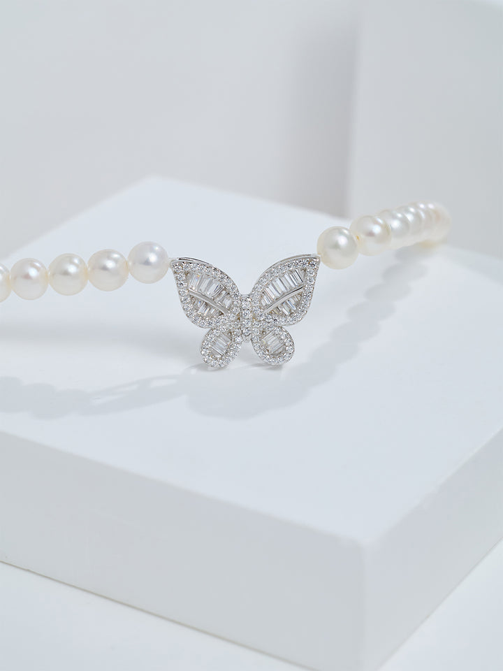 Kalung Mutiara Air Tawar Kilauan Teratas WN00899 | BUTTERFLY