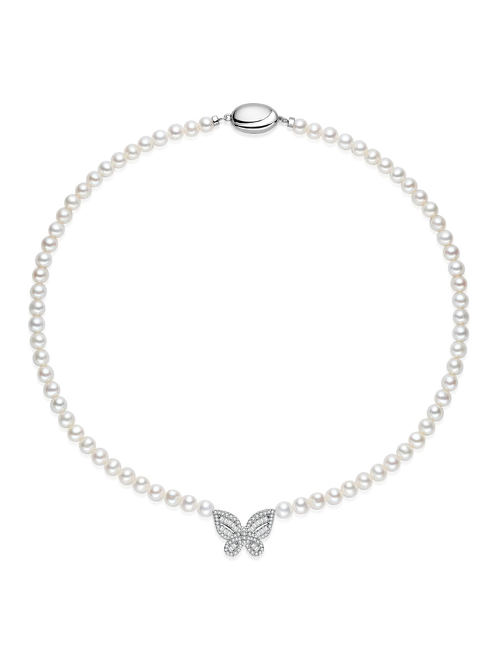 Kalung Mutiara Air Tawar Kilauan Teratas WN00899 | BUTTERFLY