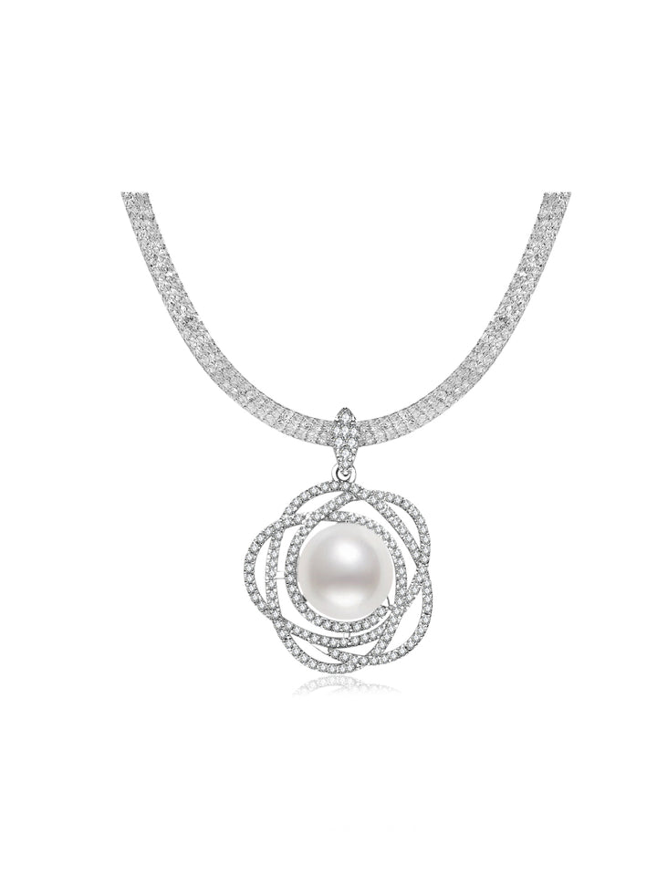 Collar de perlas blancas del Mar del Sur con alto lustre WN00901